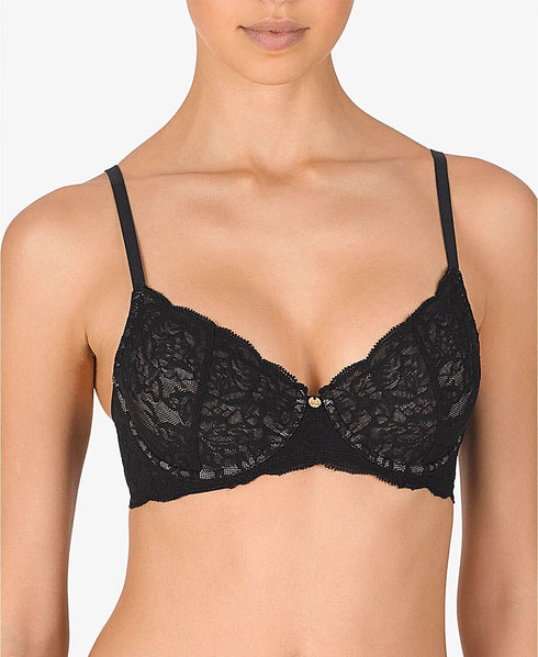 Natori Black/Cameo Rose Lace Underwire Demi Bra Women's Size 36C